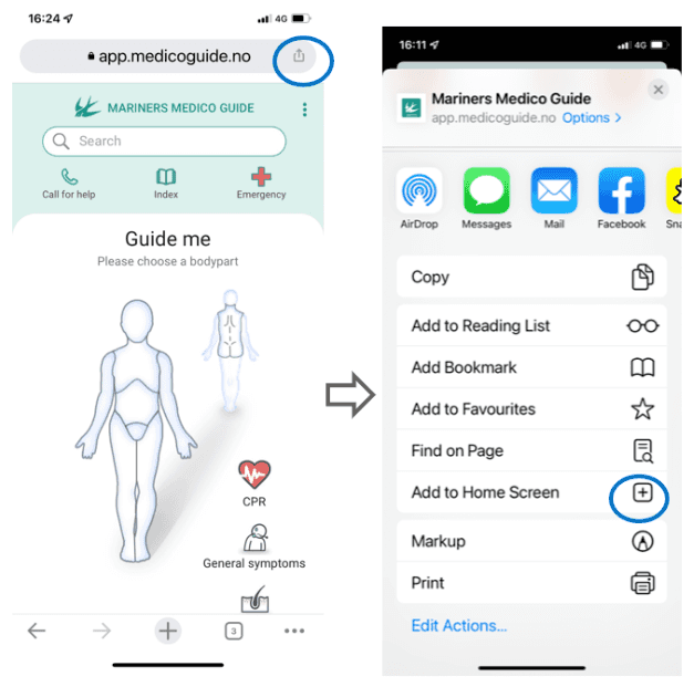 Add Mariners Medico Guide as offline web app in Chrome